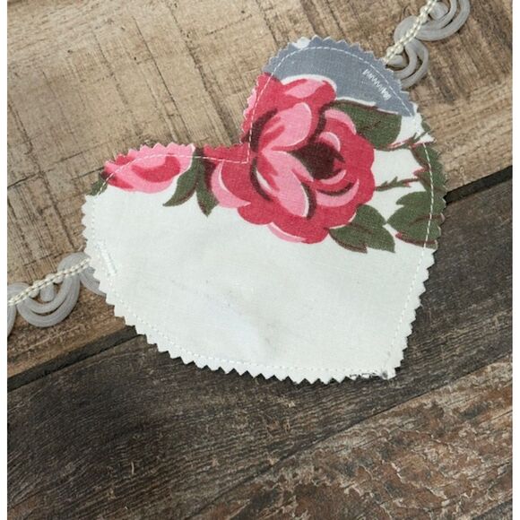 Valentine Heart Banner Bunting Vintage Linens Wedding Shower - Picture 4 of 5